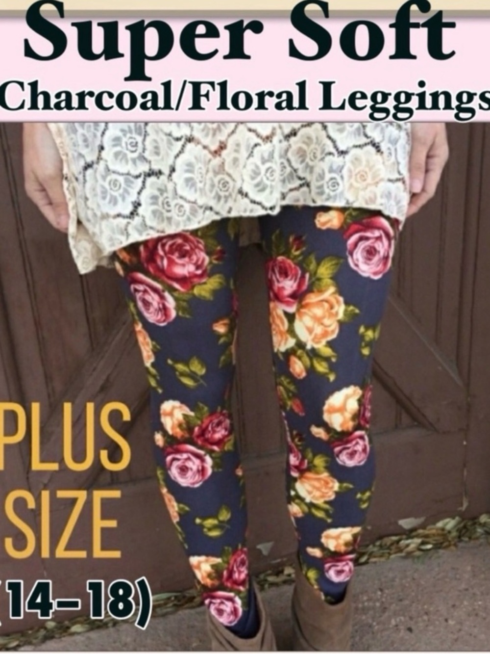 ➕Sz._Soft Floral Leggings, (14-18/20), NEW✔️